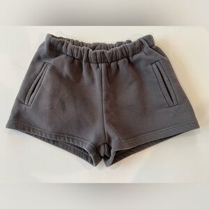 Tic Toc Charcoal Grey Lounge Sweat Mini Shorts Chunky Pockets Pull On Cozy Small